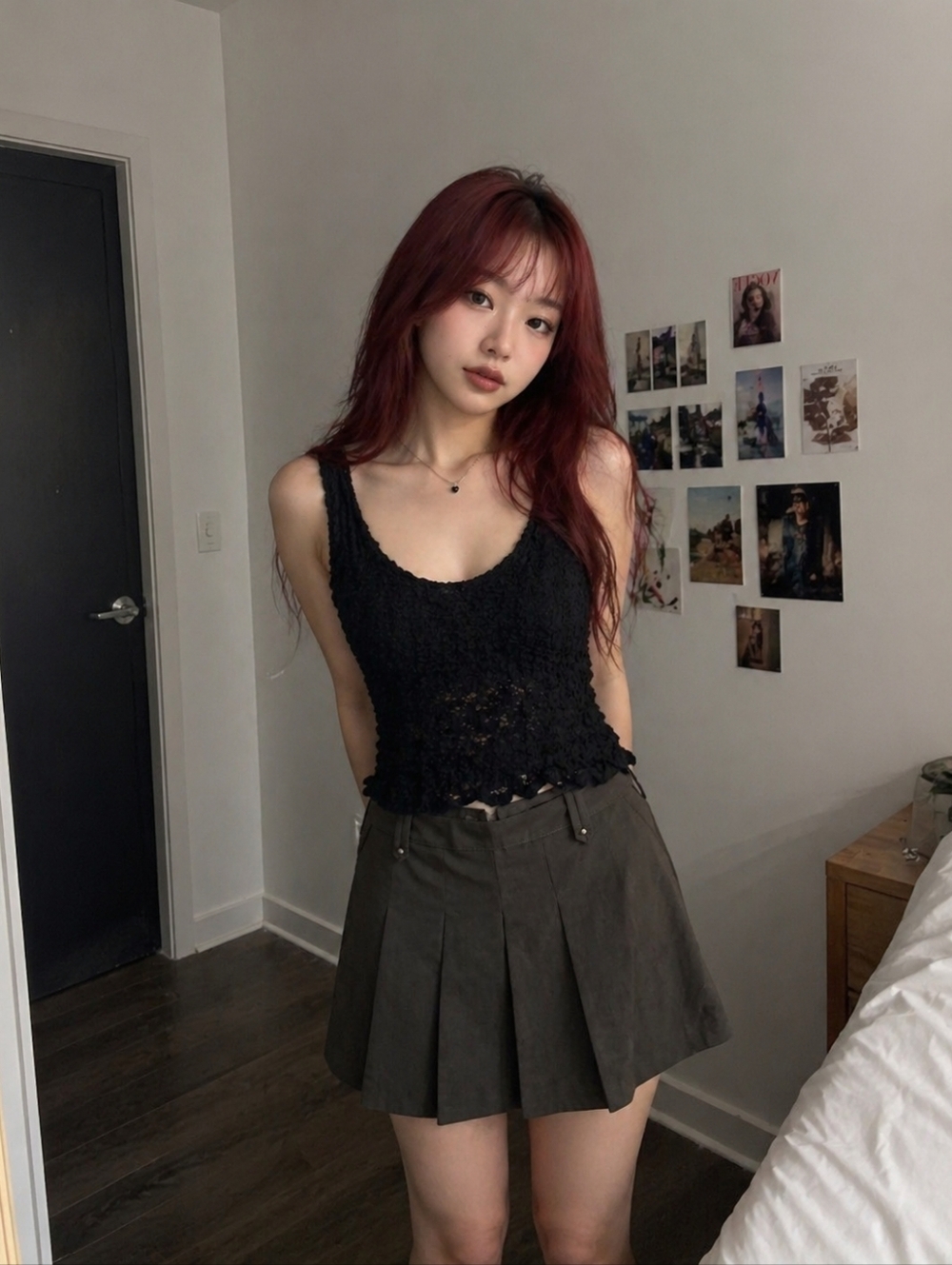 Black Lace Lined Peplum Tank Top Size Small